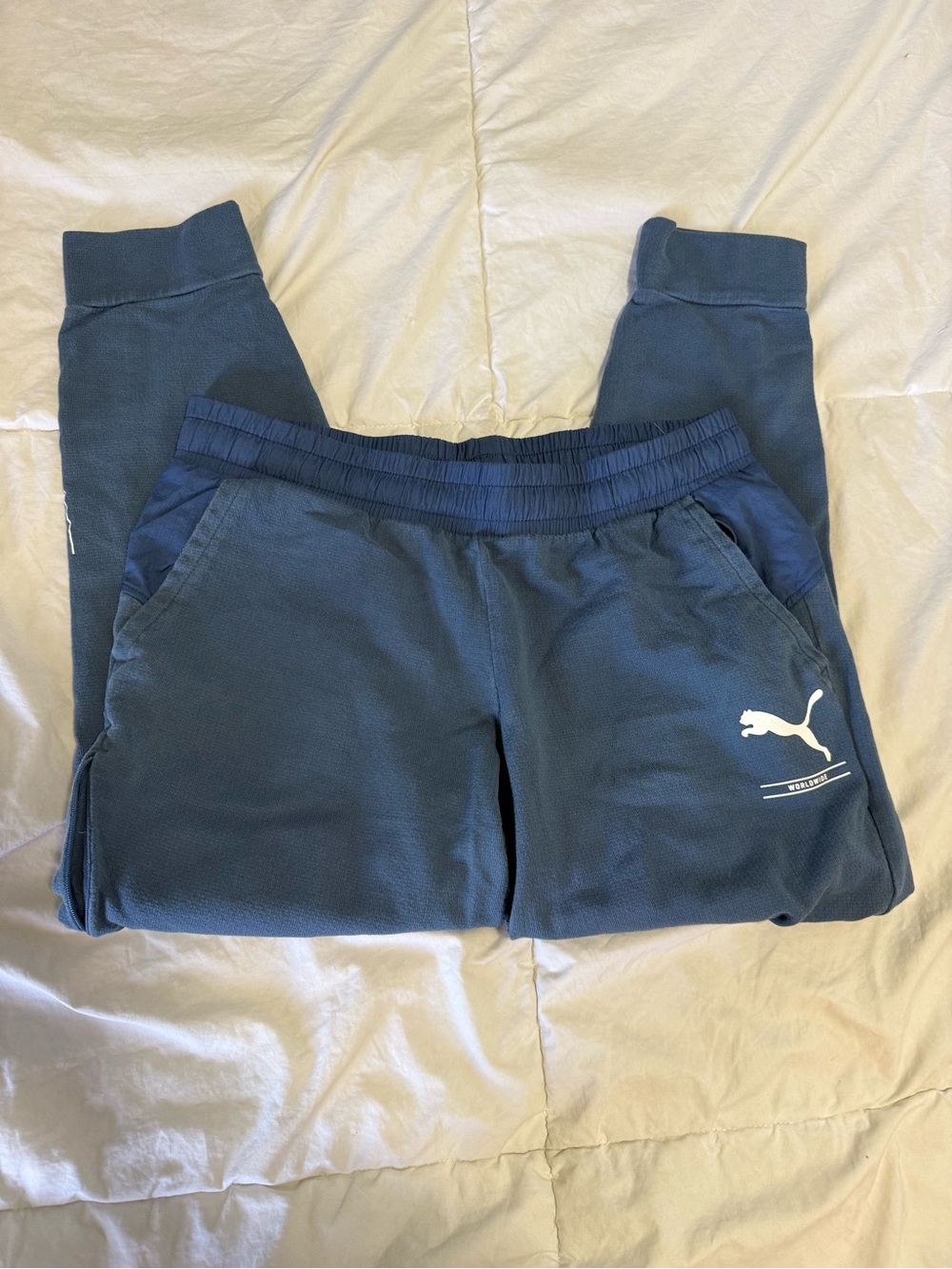 Puma women’s Navy Blue Jogger Sweatpants with White Logo